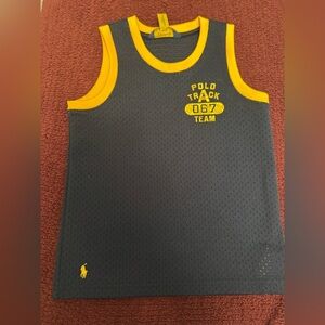 Excellent condition Boys Mesh Polo by Ralph Lauren boys' Navy & Mustard Tank Top